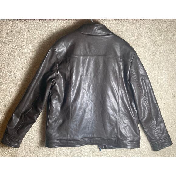 Calvin Klein Brown Leather Like Outer Jacket Coat Mens Large Polyester Filling - Picture 16 of 16
